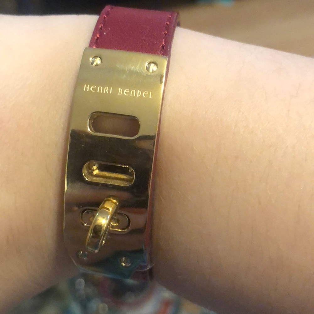 Henri Bender Red Leather and Gold Wrap Bracelet